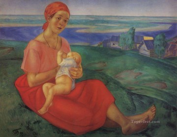  Kuzma Oil Painting - mother child maternity 1913 Kuzma Petrov Vodkin